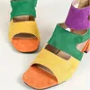 Scarpe eleganti da donna colorblock grossi sandali tallone sandali di moda tacchi a cerniera posteriore elegante tacchi con cerniera