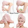 Ställ in kvinnor hår snabb torkning mikrofiber bad spa handduk turban knut twist loop wrap hatt cap för badrumsmetalltillbehör