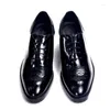 Casual Shoes Design Men's Business äkta lädernisch Nisch Lace Up High Heel Oxfords pekade tåhöjd Ökande klänning 3A