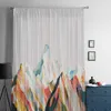 Gordijn Abstract Oil Painting Mountain Illustratie Pure gordijnen voor slaapkamer woonkamer voile raam kinderen tule