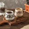 Mugs Stoneware Coffee Cup Vintage Personliga växter Amerikanska keramiska handgjorda och enkel kopp kreativ frukost japansk stil J240428