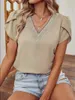Frauenblusen Hemden elegantes Damenhemd Fashion Shirt 2023 SOMMER SOLDAL PETAL SLAVE HOOLE LACE PANY WOMENS PUSSCHLAGE CHEISTON HIRTH Y240426