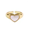 Anillos de racimo moda Hermosa plata esterlina 925 Color de oro de corazón Heart Abierto para mujeres joyas de dedos