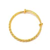 Bracciale giallo puro oro 18k 999 impasto fritto regolabile Wuth Women Wedding Wedding Trendy Party Braccialetti 240424