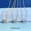 High End jewelry necklace for Cartre women Single Diamond Cow-head 925 Silver Plated 18k Gold Inlaid with Diamond One Diamond One Four Claw Pendant Neckchain Original