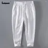 Men's Pants Ladiguard 2024 Stand Pocket Casual Linen Mens Bottom Solid Elastic Waist Trouser Plus Size Fashion Sweatpants