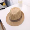 Chapeaux à bord large chapeau seau de seaux enfants Summer plage str hat jazz panama bébé garçons mesh hat de soleil solid fedoras ruban chasure enfant cowboy c j240429