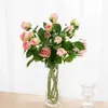 Getrocknete Blumen weiße künstliche Blume Seide Langer Zweig Rose gefälschte Pflanzen Bouquet Home Hochzeit Weihnachtsdekoration Stamm Blätter Kranz Accessoire