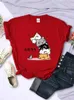 T-shirt Sleep con gatto impilato carino non guardare t-shirt da donna con stampa mouse comodo top top creativo creativo maglietta femminile da donna t-shirtl2404