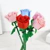 Fleurs décoratives 1pc Blocs de construction Bricks Roses assemblées Bouquet de fleur Ornement de la Saint-Valentin DÉCORATION DE POURON POURTÉ