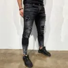 Herren Jeans 2022 Fashion Mens Street Matching Heiße enge, elastische Denimhose Distressed zerrissene Freyed Slim Fit Hosen Q240427