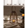 Kandelaars retro bamboe storm lantaarn bed ontbijt rattan creatieve slaapkamer vloer lamp kandelaar buiten ornament decoratie