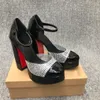 Sexy Design Water Diamond Miss MJ Strass Chaussures Femmes High Heels Sandales Party Robe Mariage Lady Black Suede Sandalias EU35-42 avec sac à poussière en boîte