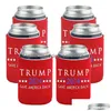 Feestdecoratie 2024 Trump blikjes houder 12 oz neopreen 330 ml bier fles mouw drop levering home tuin feestelijke benodigdheden evenement dhezp