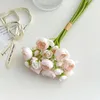 Dekorative Blumen 6pcs künstliche kleine Pfingstrose Simulation Lotus Braut Bouquet gefälschte Seidenblume Vase arrangieren Hochzeitsfeier Wohnkultur