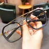 2024 Fashion Men Solglasögon överdimensionerade ramkvinnor Antiblue Lätt transparenta glasögon UV400 Eyewear Flat Mirror -glasögon 240424
