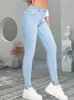 Frauen dehnen Skinny Jeans Lady Slim Fit Bleistift Jeans Girls Leggings gerade Bein Denimhose blau grau schwarze sexy lange Hosen 240419