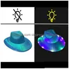 Feestmutsen Led Colorf Cowboy Neon Sparkly Space Light Up Cowgirl Hat Holograph Rave Fluorescent Costume Drop Delivery Home Garden Fe Dhaqa