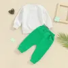 Roupas conjuntos de roupas para meninos da Irlanda Festival Roupa de letra de letra de manga longa Moletas e calças de 2pcs Conjunto de roupas