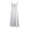 Summer Women's Floral Lace Up Backless High Slit Slip Holiday Style Dress F42949