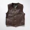 Genuine Leather Motorcycle Vest For Men and Women Brown Leather Waistvest Sleeveless Jackets S M L XL XXL 3XL 4XL