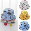 Caps Hats Cartoon dinosaur printed baby bucket hat for boys and girls cute animal baby fisherman hat summer toddler Panama sun hatL240429