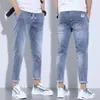 2023 Summer Style sottile coreano Street Luxury Work Pants da uomo jogger in vita elastico jogger per indossare abiti denim 240422