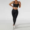 Suits de survêtement pour femmes Femmes Zipper High Sport Sport Sport Sexy Work Out Vêtements pour les femmes sportives Femmes Set Crop Top Tentit Fitness Academic Y240426