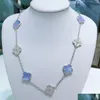 Anhänger Halsketten Luxus vier Blattklee Designer Erdkette Elegant Ten Blumen Klassiker Choker Bling Diamond Purple Stone W Dhfzo