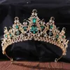 Tiaras Luxury Green Red Blue Crystal Crown Crown for Women Wedding Party Elegant Bridal Bride Crown Capelli Accessori per capelli