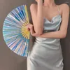 Figurines décoratifs ventilateur de danse colorée en bambou pliant fans pour festivals fêtes rave décoration maison accessoires à main