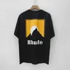 Hoogwaardige originele Rhuder Designer T Shirts Street Tide Snow Mountain Sunset Print Casual Round Round Neck Short Sleeve T-Shirt met 1: 1 Logo