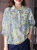 Women's Blouses Shirts ZANZEA 2024 Spring Fashion Blouse Lapel Neck Holiday Floral Printed Elegant Shirt 3/4 Slve Casual Work Women Blusas Tops Tunic Y240426