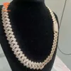 Luxury Custom Hip Hop Cuban Link Halsband Vitguldispläterad Moissanite Diamond Cuban Chain