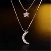 Colliers de pendentif coréen 925 Collier de lune en argent sterling et collier de chaîne en argent pendentif