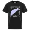 Camisetas masculinas Hippo Slping On Math Problem Print Man Tshirts Summer Summer Tshirt respirável O-pescoço curto SLVE Harajuku Tamartes de camiseta solta Tops de algodão Y240429