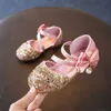 Sandals Summer Children Princess Shoes Baby Girls Flat Bling Leather Sandals Fashion Sequin Soft Kids Dance Party Sparkly Shoes