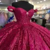 Bury Quinceanera Perlen von Kleidern Pailletten 2024 Die Schultergurte Korsett Rücken Custom Sweet 15 16 Prinzessin Festzug Ballkleid Vestidos