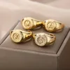 Cluster ringen mode a-z letter ring koper vergulde 18k gouden schijf voor mannelijke en vrouwelijke geliefden verjaardag opening verstelbaar