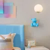 Lampada da parete Milky White Glass Ball Orso Lampade per bambini Cartoon Cartoon Creative Nursery Boy Girl Camera da letto Luci da letto