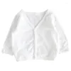 Jacken Babys Leichtgewichtsjacke Sommer Langsamen V-Ausschnitt Baumwoll weiße Sonnenschutzmittel Strickwagen Jungen Mädchen dünne Oberbekleidung