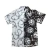 Lila schwarzes Patchwork Vintage Shirt Sommer Männer Hawaiian Short Sleeve Shirt Herren lässig Druck Strandhemden Mann übergroße Top 240428