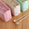 Bento Boxes Kitchen 900 ml Microwave Lunch Box Straw Tabell Provement Matlagring Container Childrens School Office Portable Q240427