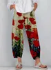 Pantalon féminin Capris Summer Retro Floral Pantalon Pantalon Femmes Femmes Casual Y2K Pantal