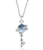 Belas mulheres colar real 925 prata azul natural topázio pingente de estrela para presente de festa com o Chain9261566