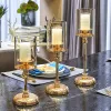 Candles 1pc Golden Glass Candle Holders for Pillar Candle Candlestick for Dining Coffee Table Wedding Events Parties Home Decor