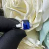 Pierścienie zespołowe Wong Rain 100% 925 Sterlsilver Emerald Cut 6*8 mm Lab Sapphire Tanzanese Camstone REGANGAMENCE REWOR Classic Jewelry J240429