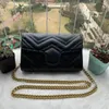 Crossbody Designer torebki marmont torby czarne torby na ramię Projektanci Kobieta oryginalna skóra ze złotym łańcuchem torebki designerskie torebki luksurowe torebki