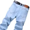 Męskie dżinsy 2024 Spring Summer Thin Classic Style Modna rozciąganie Regularne Dżinsowe spodnie Męskie marka Mężczyzna Jasnoniebieski