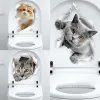 Set Sticker Sticker Sticle de toilette mignon 3D Cat de salle de bain Sticker 3D Stickers muraux Animal ACCESSOIRES WC AMUS